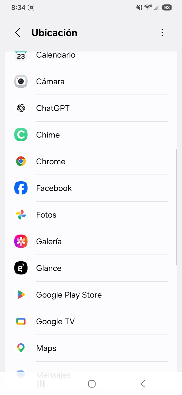 Lista de aplicaciones