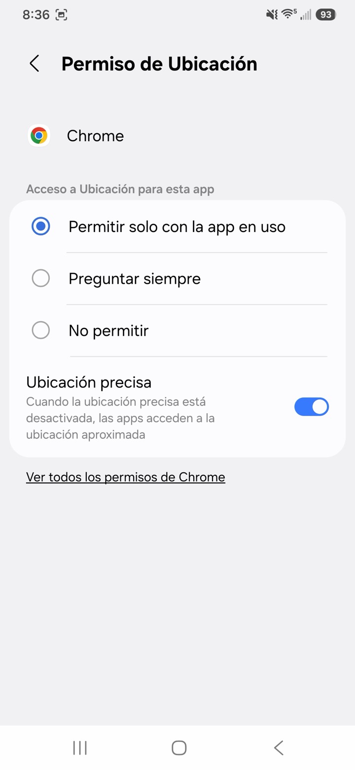 Permiso de ubicación de Chrome
